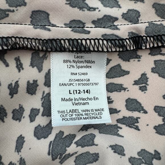 Joyspun Animal Leopard Print Satin Lace Short Nightie Chemise Women's Size L - Picture 7 of 8